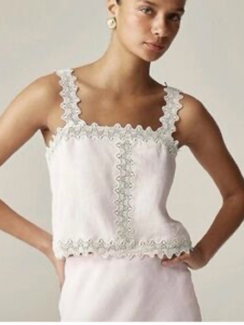 NWT J Crew lace linen tank top - Picture 2 of 9
